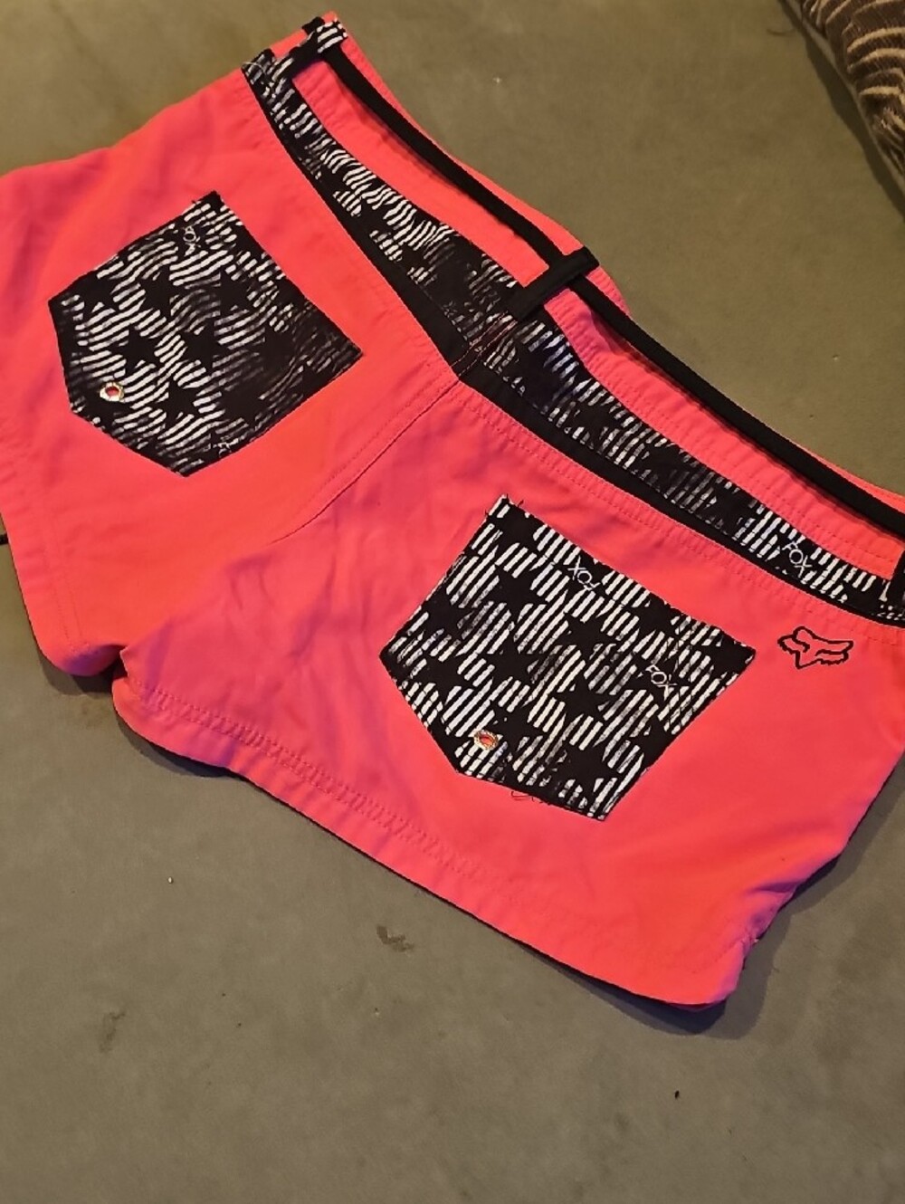 Fox Women's Bright Coral Athletic Shorts with Black Trim - Picture 6 of 6